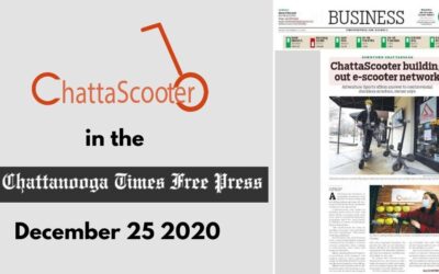 Times Free Press, ChattaScooter expands downtown e-scooter network, Dec 25 2020 by Mike Pare