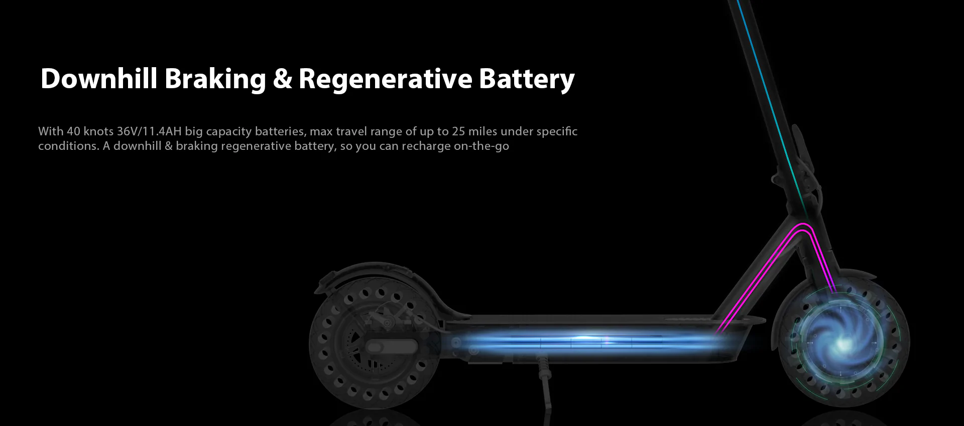 Hiboy S2 Pro Electric Scooter -Downhill Braking - Regenerative Battery