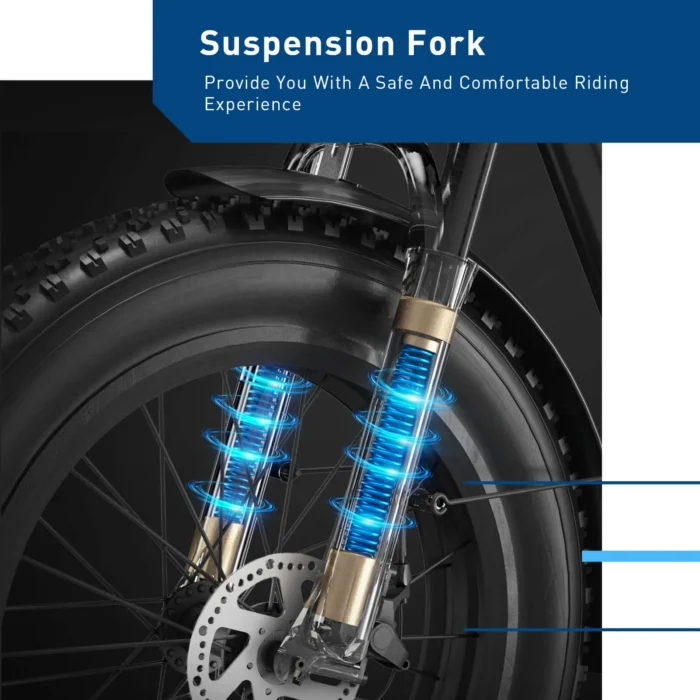 Hiboy EX6 Step-thru Fat Tire Electric Bike - Adventure Sports Innovation - Suspension fork
